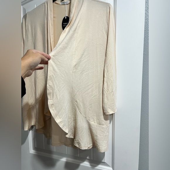 New NWT cream tan beige cardigan cardi lightweight L large - Picture 5 of 7